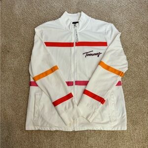 Tommy Hilfiger zipped jacket. Crisp white. Excellent condition. Size large.
